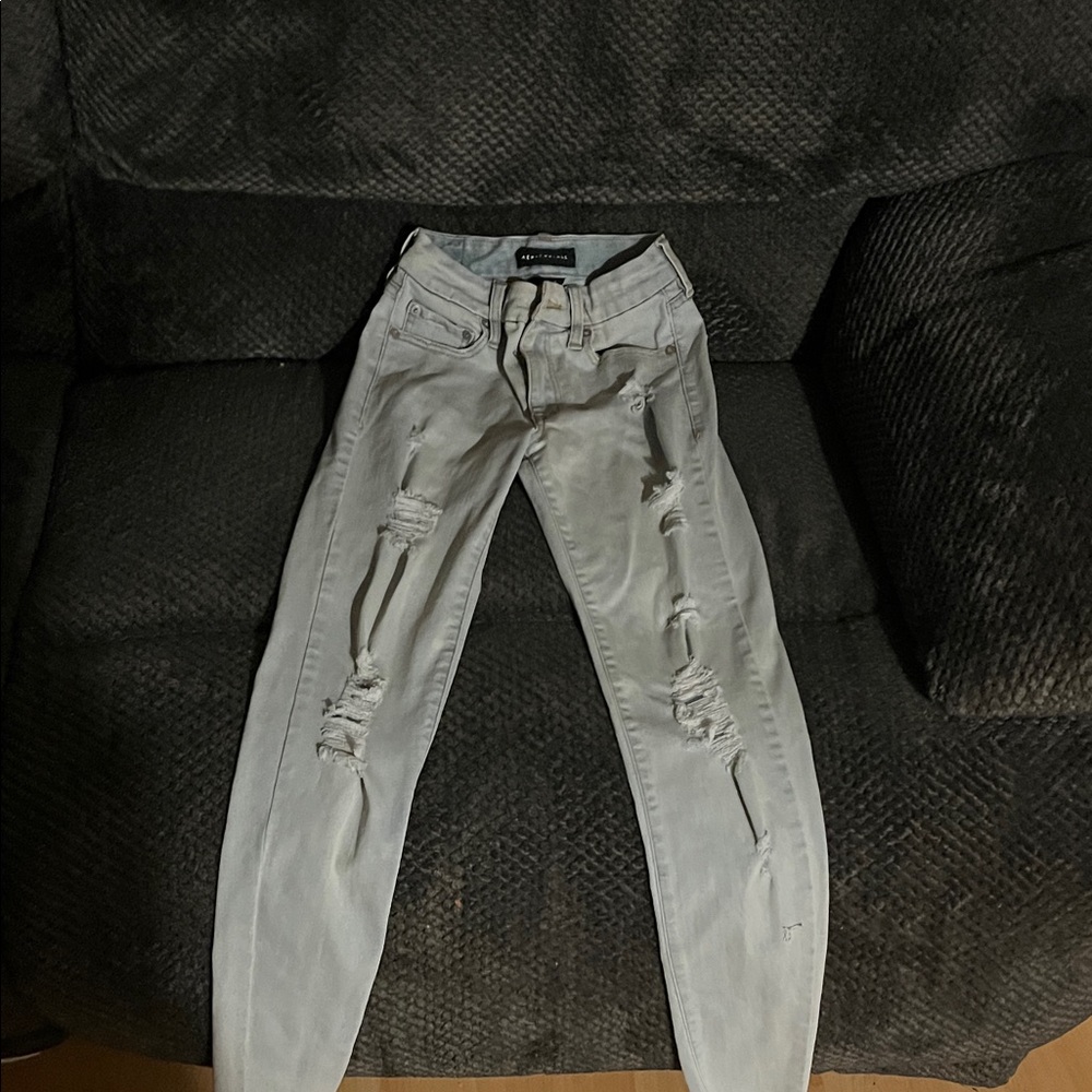 Aeropostale Light Gray Straight Leg Jeans